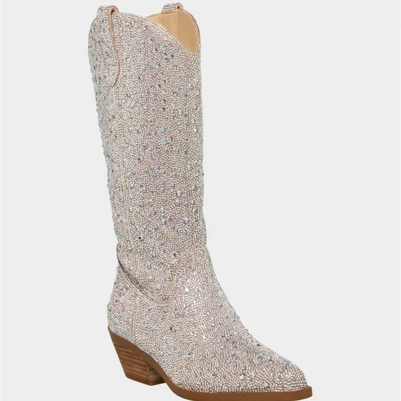 Betsey Johnson NIB Dalas Rhinestone Boots Sz 8 - Picture 3 of 8